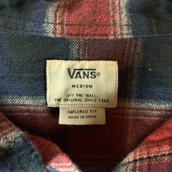 Vans Shirt Mens Medium Multicolor Checkered Flannel Cotton Tailored Fit 8418 - Picture 3 of 8